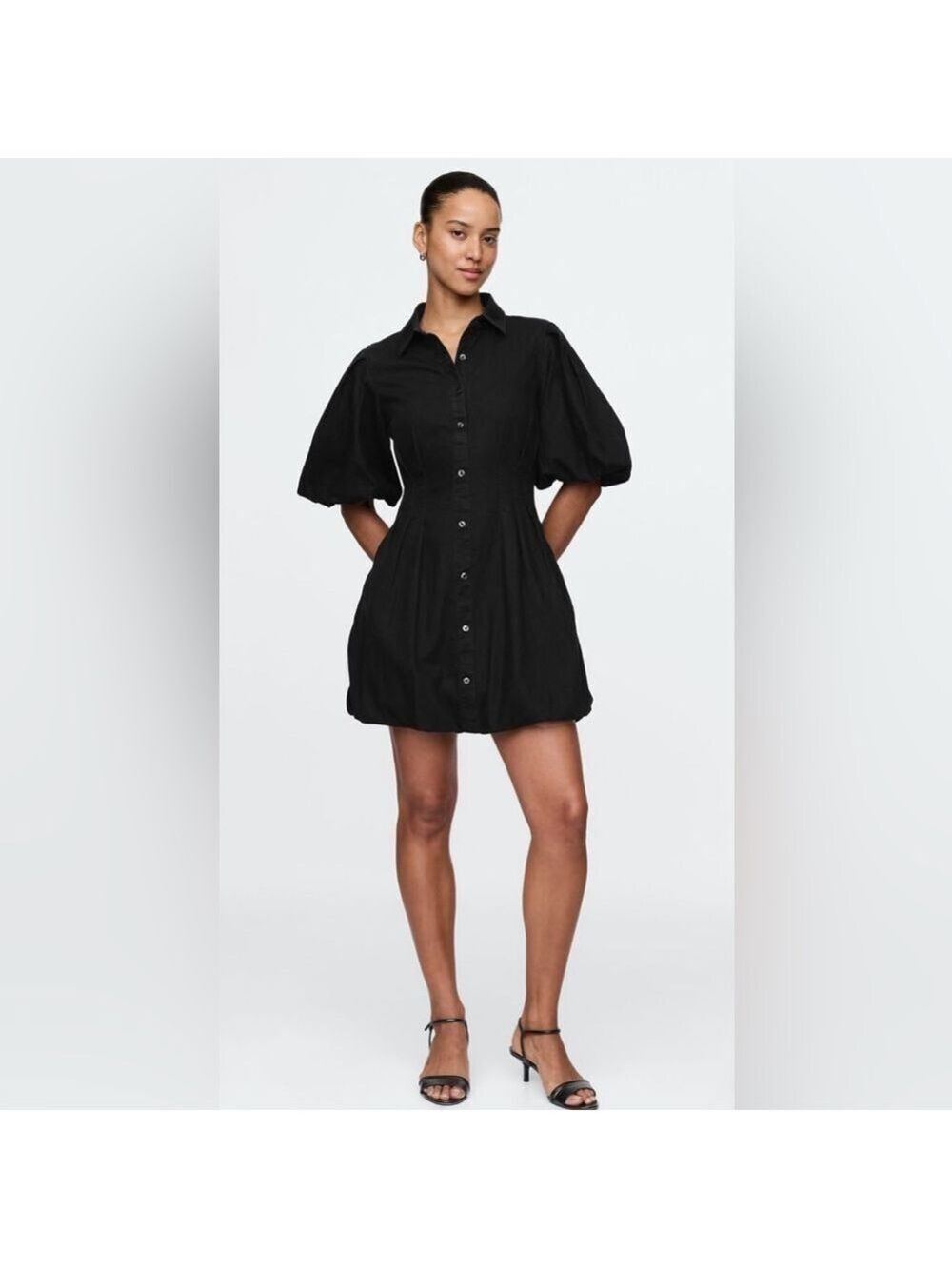 Gap Cotton-Soft Puff Sleeves Mini Bubble Shirt Dress NWT SP LBD Event Party